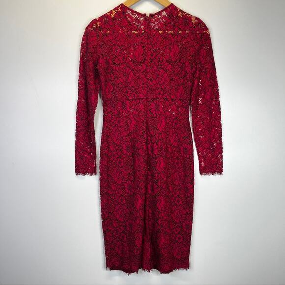 Shoshanna Garnet Illusion Lace Sheath dress red - 2 - Picture 9 of 13